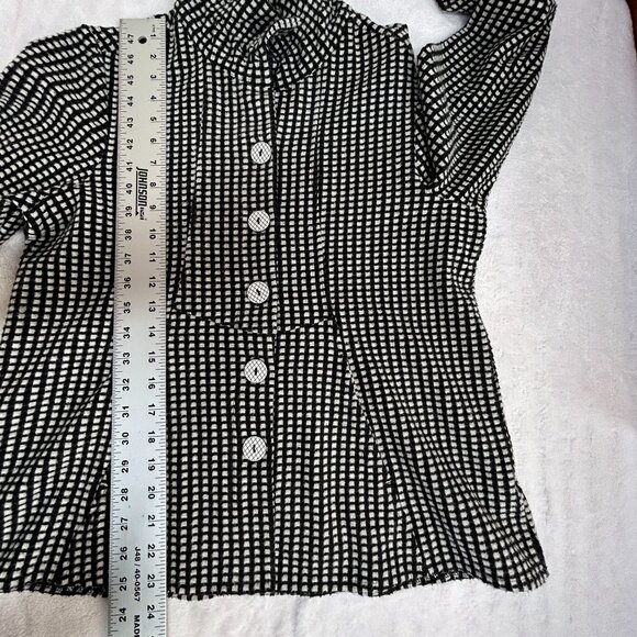 Habitat Womens Black & White Checkered Textured Button-Up Swing Jacket Small - Picture 8 of 8